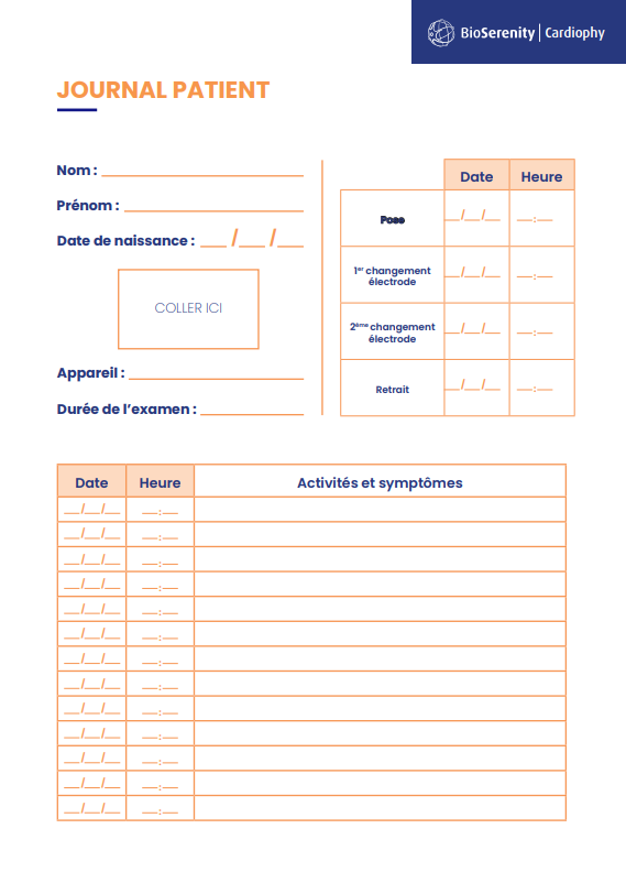 Journal patient suivi pendant le Holter ECG